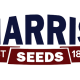 Harris seeds logo spelled in blue and red, including the year it was established-- 1879