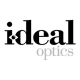 I-deal optics logo, I-deal optics is spelled in black against a white background